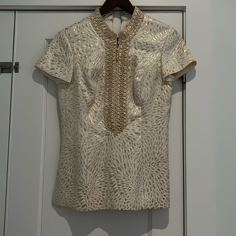 Lily Pulitzer Size 4 Gold Lame Top